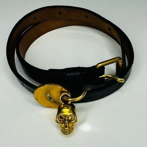Alexander McQueen bracelet leather and gold charm skull